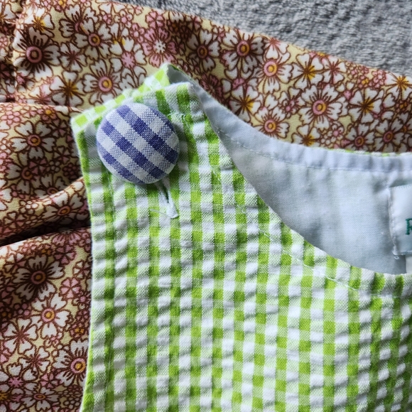 Vintage Rare Editions Girl's Embroidered Seersucker Dress, Green/Blue, Size: 4T - Picture 6 of 7